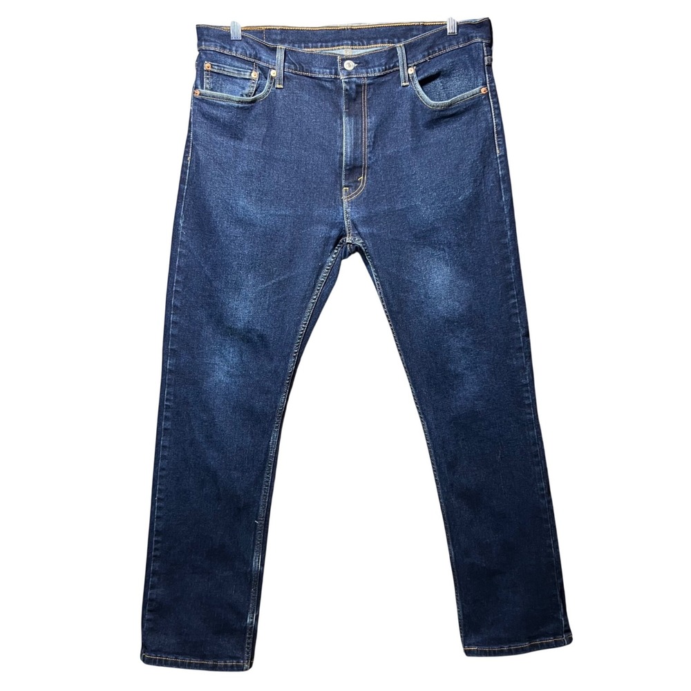 Levis 513 Slim Straight Jeans Mens 38x32 Dark Wash Indigo Denim Stretch
